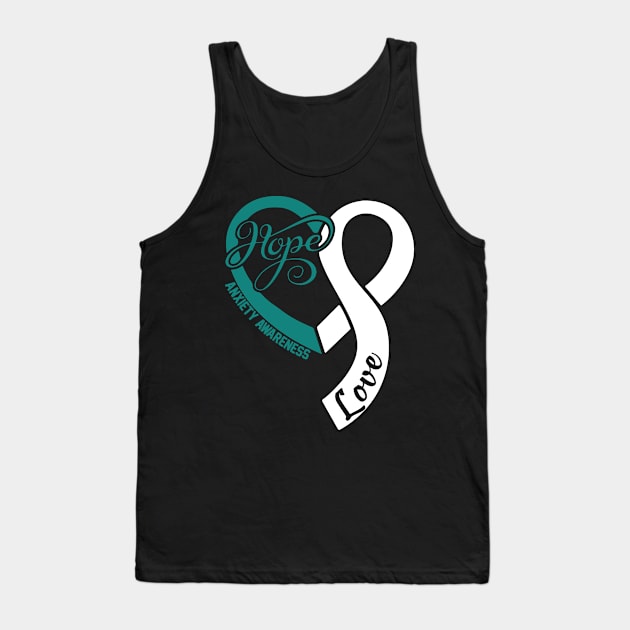 Anxiety Awareness Hople Love Heart Ribbon Happy Valentines Day Tank Top by BoongMie